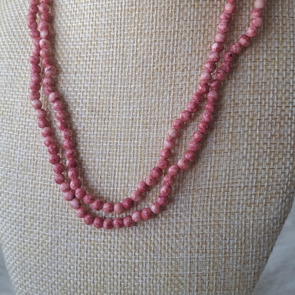 Set of 2Long beaded  semiprecious  stone necklace - Picture 2 of 3
